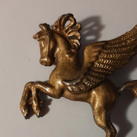 20th C. Vintage Large Gold Pegasus Brooch - Picture 5 of 7